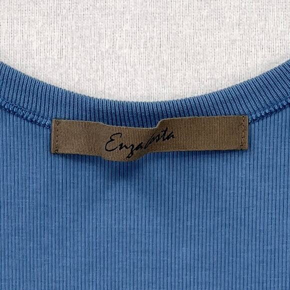 ENZA COSTA Supima Rib Scoop Tank Top Womens Medium Blue Sleeveless Quiet Luxury - Picture 9 of 13